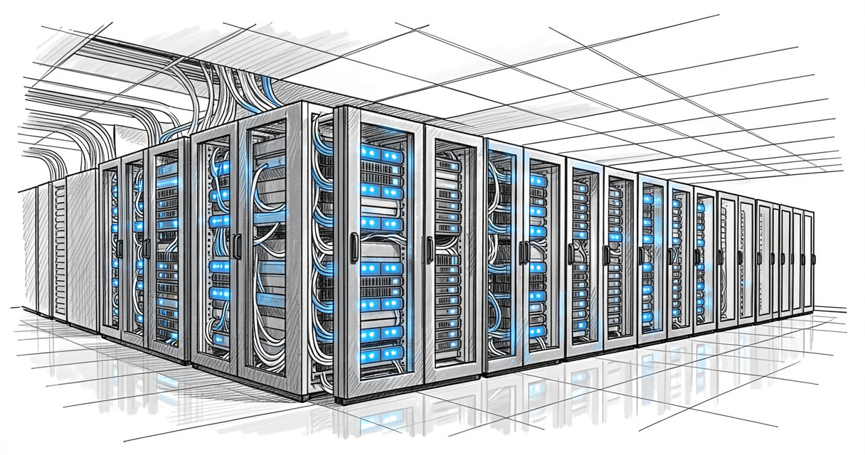 Data center server racks illustrating it infrastructure services for businesses
