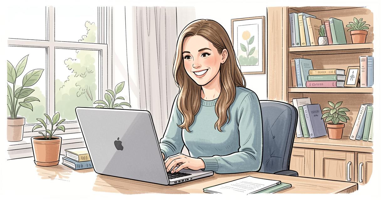 Remote talent acquisition specialist on a video call from a home office