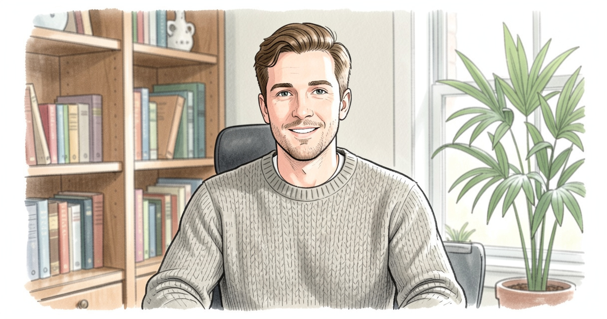 Work from home jobs Michigan: man on video call in a cozy Ann Arbor home office