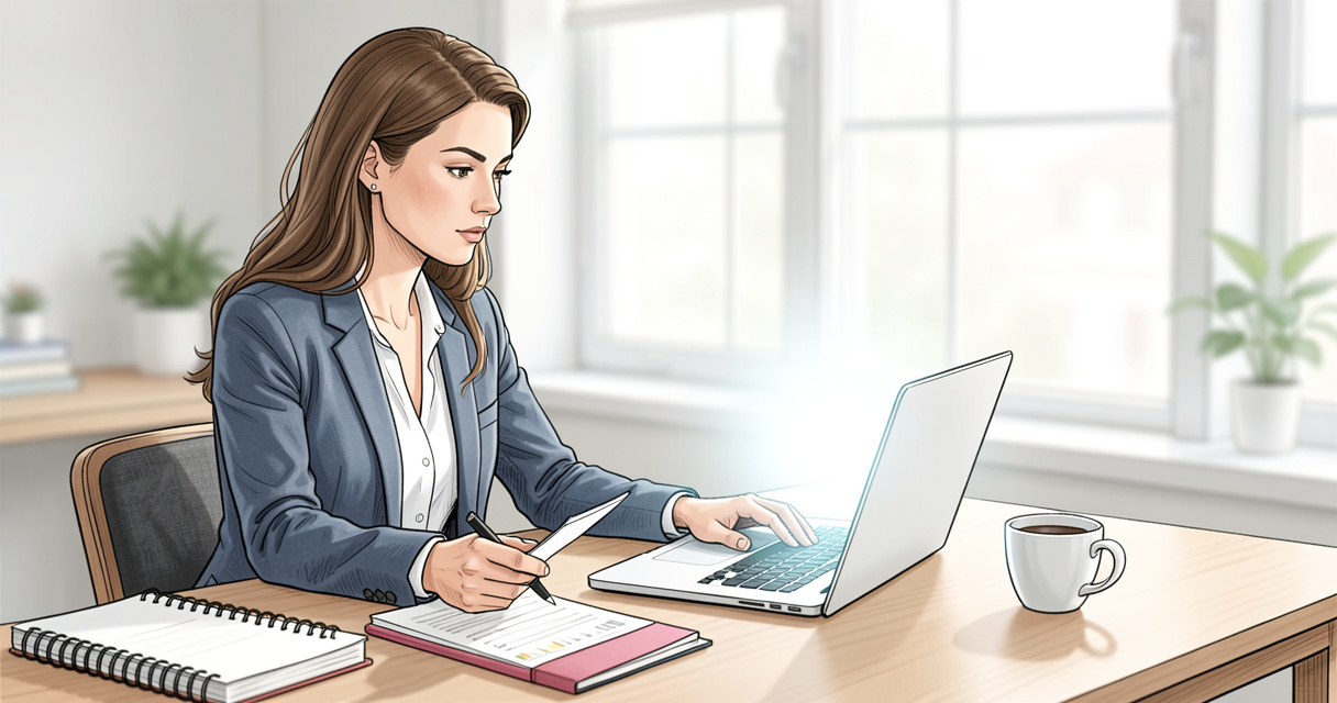 Remote personal assistant jobs search on a laptop in a bright home office desk