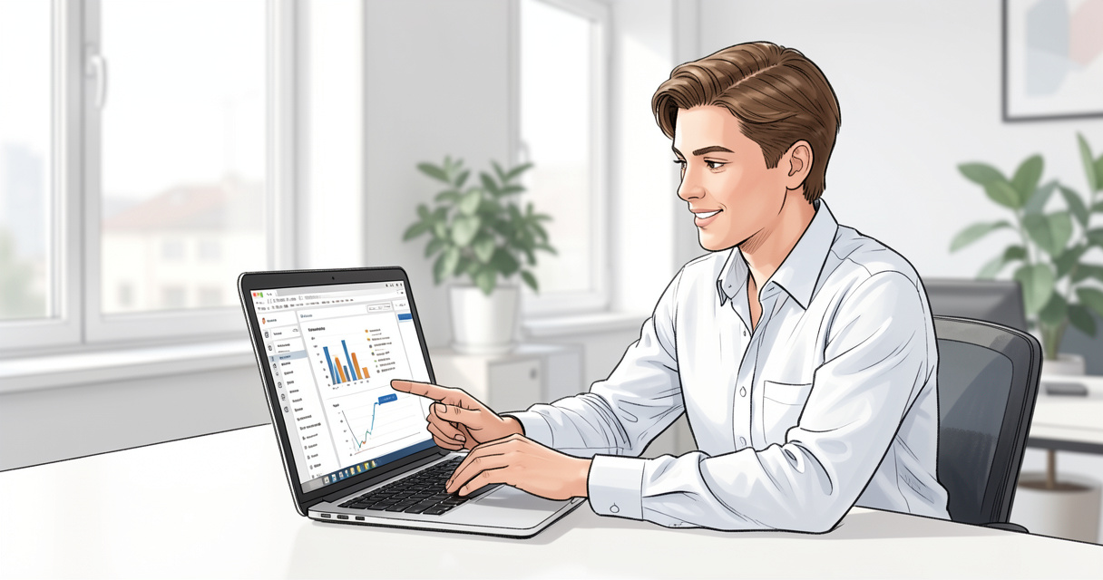 Small business owner comparing software solutions on a laptop
